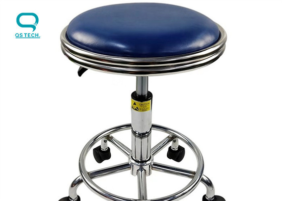 Blue PU Leather Adjustable Rotary Clean Room Chair